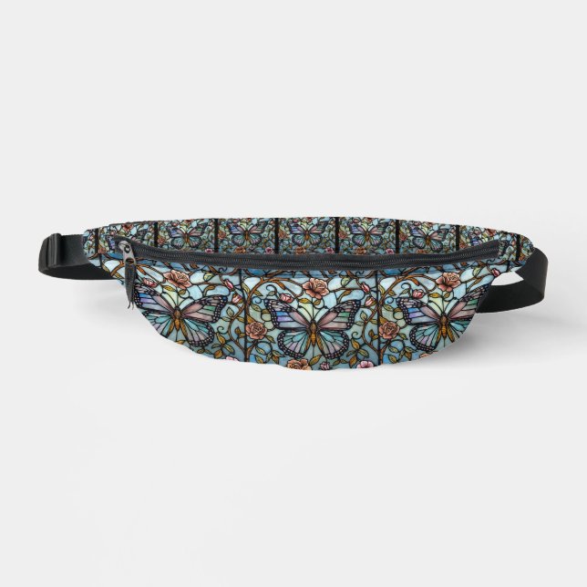 Sacs Banane art de vitrail papillon bleu vintage  (Recto)