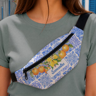 Sacs Banane Azulejo Méditerranéen Citron Sicilien Bleu Jaune