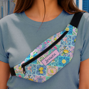Sacs Banane Azulejo sicilien turquoise Citrus Méditerranée 