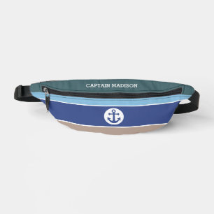 Sacs Banane Bandes Nautiques De Nom Personnalisé