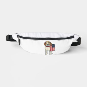 Sacs Banane Beagle patriotique avec drapeau vintage vector art