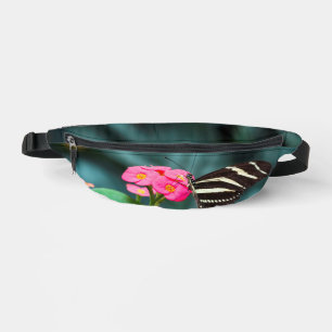 Sacs Banane Beau papillon sur une fleur rose
