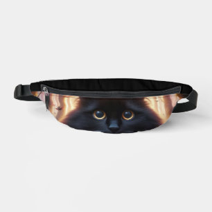 Sacs Banane Belle Fluffy Chat Noir avec yeux or