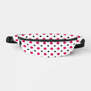 Sacs Banane Blanc avec des points noirs et rose vif