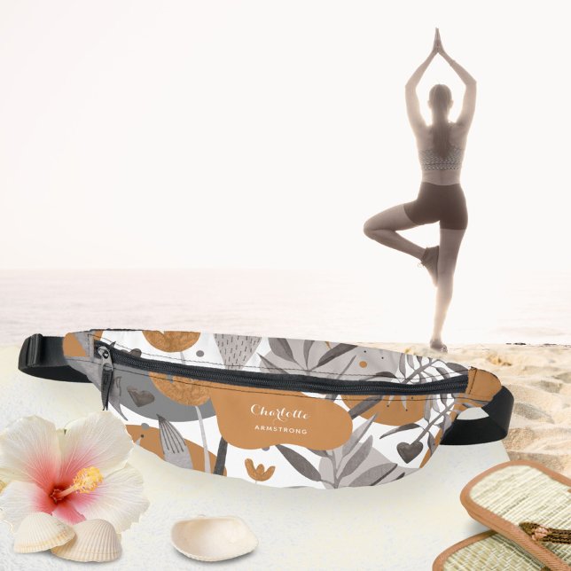 Sacs Banane Boho Chic Floral Votre Nom Citation (Boho Chic Floral Your Name Quote Fanny Pack ©Susanne Sachers - Sunny Wanderlust 🌞✈️)