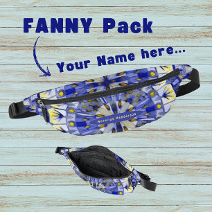 Sacs Banane Boho Mosaic Carreaux Marine Eau Bleue - Pack Fanny