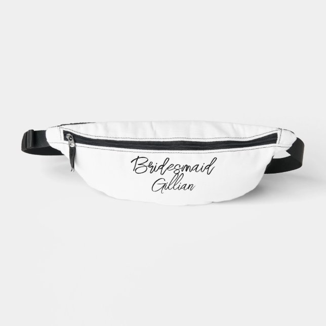 Sacs Banane Bridesmaid Black Text sur le pack Fanny blanc (Recto)