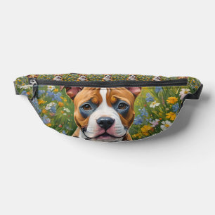 Sacs Banane Brown Et Blanc Staffordshire Puppy Acrylique Art,