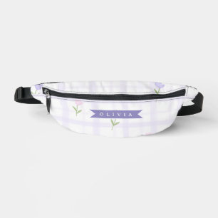 Sacs Banane Cadeau personnalisé avec motif gingham lavande flo