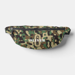 Sacs Banane Camo camouflage vert Brown beige Nom du monogramme