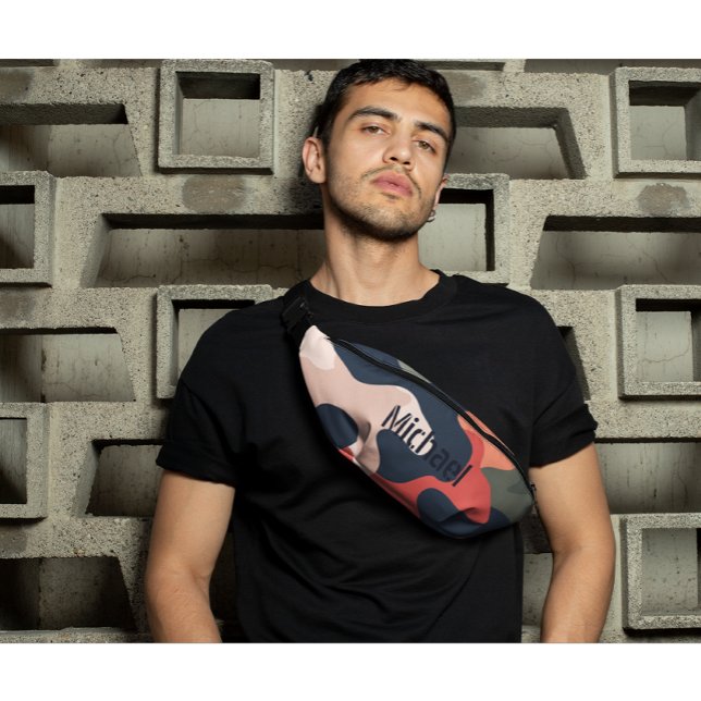 Sacs Banane Camo Retro Monogramme moderne militaire (Créateur téléchargé)