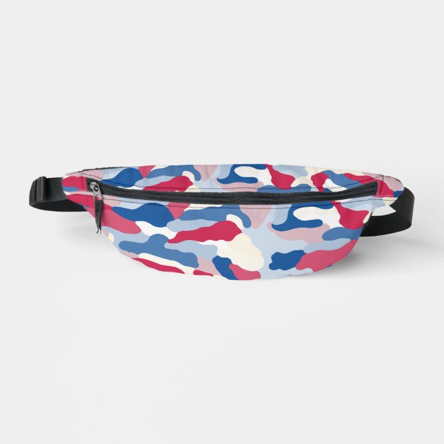Sacs Banane Camouflage rouge blanc et bleu (Recto)