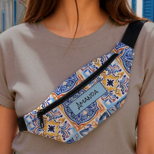Sacs Banane Carreau de majolique sicilien bleu blanc élégant