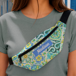 Sacs Banane Carreau de motif de menthe aquatique sicilien mexi