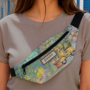 Sacs Banane Carreaux floraux de collage de citrons siciliens b