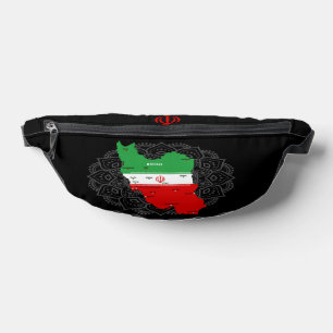 Sacs Banane Carte de l'Iran avec drapeau et emblème