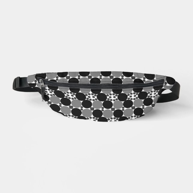 Sacs Banane Cercles monochromes : Abstrait noir blanc et gris, (Recto)