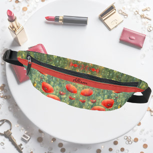 Sacs Banane Champ lumineux de pavots rouges, personnalisable