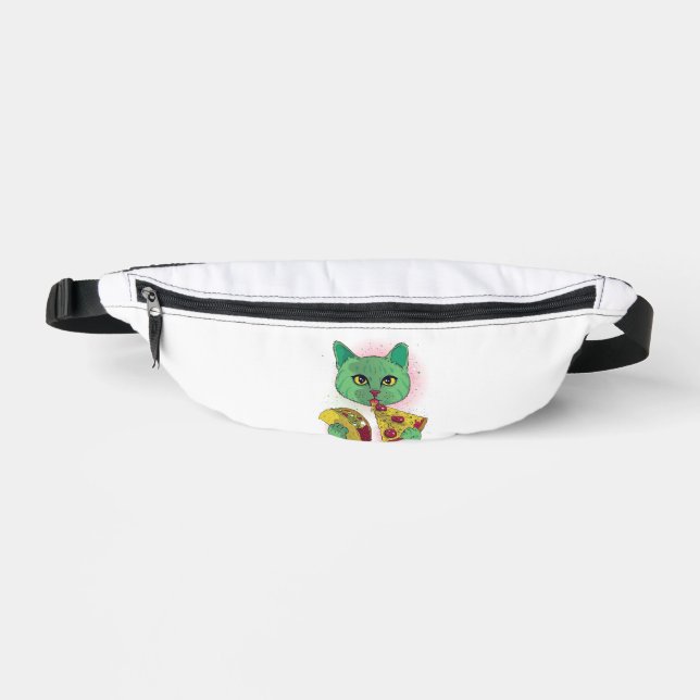 Sacs Banane Chat cosmique mangeant Pizza et Taco (Recto)