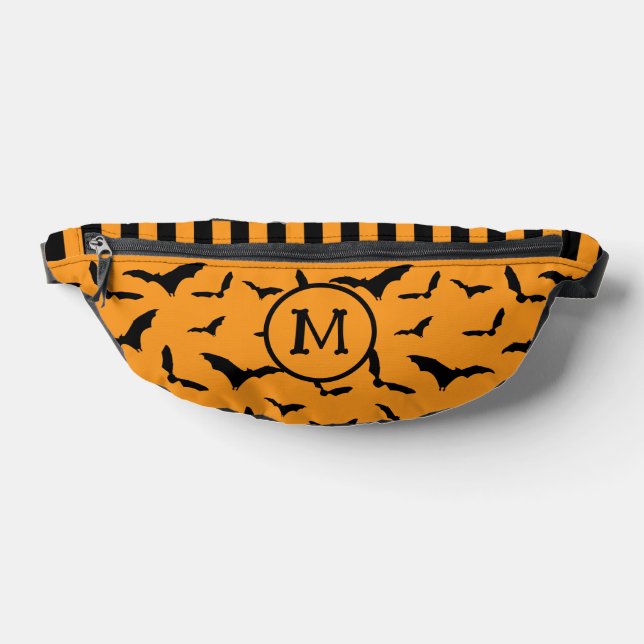 Sacs Banane Chauve-souris Motif orange noir Monogramme (Poser)