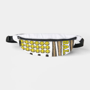 Sacs Banane Chemise vectorielle vintage bat et balle de softba