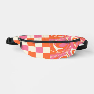 Sacs Banane Chèques et tourbillons - rose, orange et crème