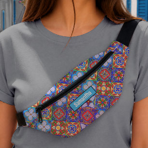 Sacs Banane Chic carreaux bleus violets talavera mexicains mon
