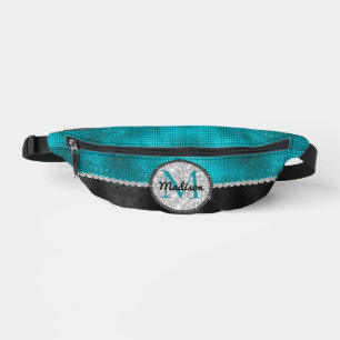 Sacs Banane Chic faux Parties scintillant argent Turquoise noi