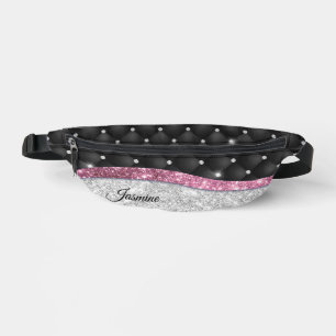 Sacs Banane Chic girly faux parties scintillant argent noir ro