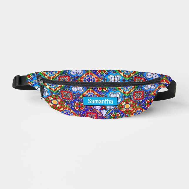 Sacs Banane Chic mexicain talavera bleu violet tuiles monogram (Recto)