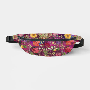 Sacs Banane Chic rose violet fleurs monogramme floral