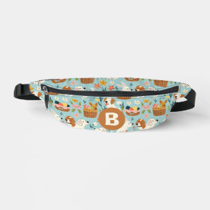 Sacs Banane Chien mignon Motif de Pâques sur Turquoise