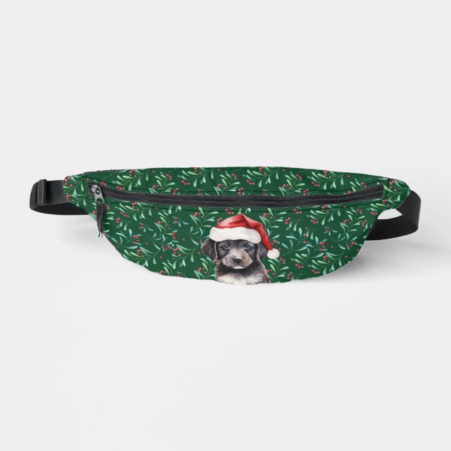 Sacs Banane Chiens de Noël, vacances vertes et rouges (Recto)