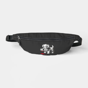 Sacs Banane Chiot Mignon avec Chemise à Pantoufle Humour Noir
