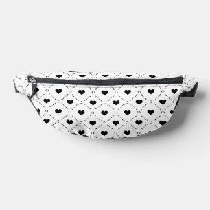 Sacs Banane Cœurs Noirs Grille Géométrique Minimaliste Coquett