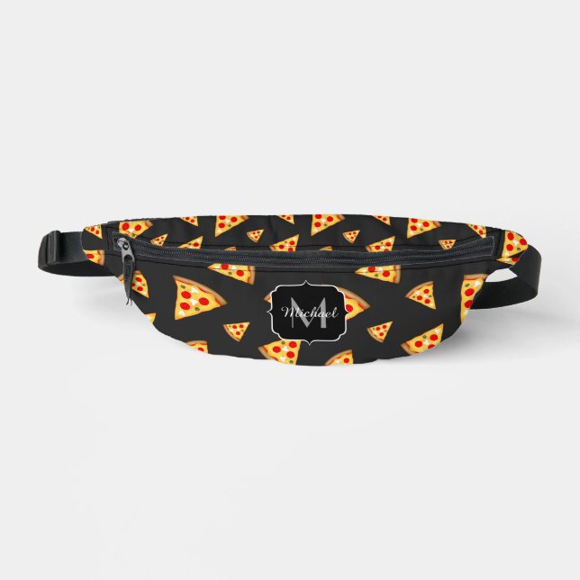Sacs Banane Cool fun pizza tranches motif gris foncé Monogramm (Recto)