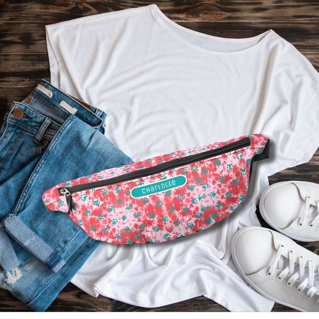 Sacs Banane Coral rouge Shibori Topaz bleu Paw Motif mou (Créateur téléchargé)