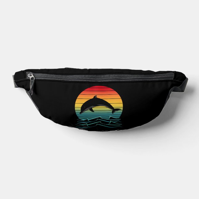Sacs Banane Coucher de soleil vintage dauphin océan (Poser)