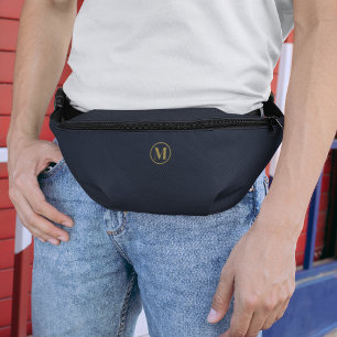 Sacs Banane Custom Gold Navy Blue Monogram Clean Style