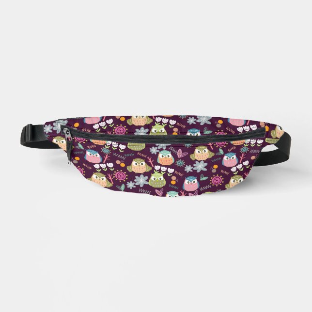 Sacs Banane Cute Owl Purple (Recto)