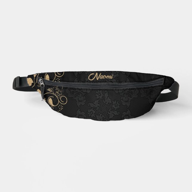 Sacs Banane Damas florales noir et or (Recto)
