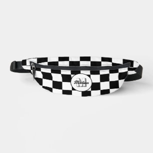 Sacs Banane Damier géométrique noir et blanc Monogramme rétro