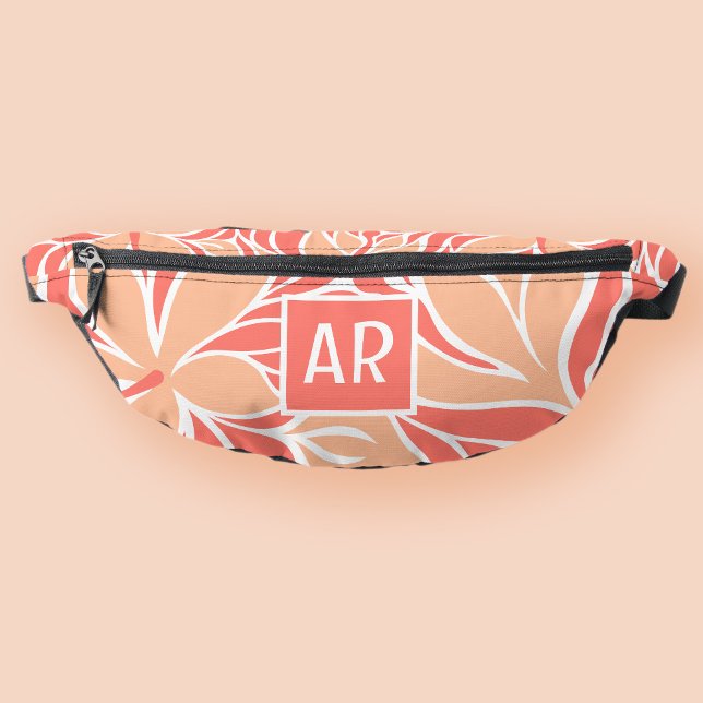Sacs Banane Décor tendance Moderne Floral Motif Monogramme Voy (Trendy Peach Modern Floral Pattern Monogram Travel Fanny Pack)