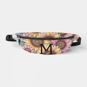 Sacs Banane Dentelle monogramme florale rose jaune orange tour