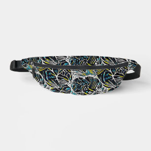 Sacs Banane Design de motif géométrique abstrait noir tropical