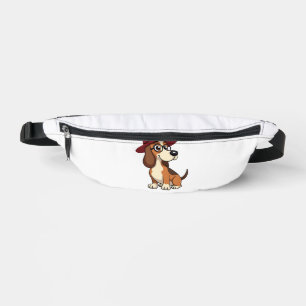 Sacs Banane Dessin animé vintage Basset Hound au chapeau rouge