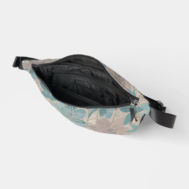 Sacs Banane dessin de fleurs bleues japonaises (Ouvrir)