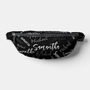 Sacs Banane Deux noms couple motif monogramme noir gris blanc