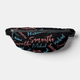 Sacs Banane Deux noms couples motif monogramme bleu rose clair