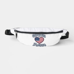 Sacs Banane Dieu bénisse l'Amérique Patriote Cœur Chemise Desi